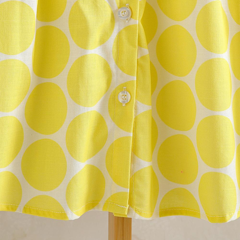 2-8Y Toddler Girls 100% Cotton Yellow Polka Dot Dress Peter Pan Collar Summer Casual Sundress