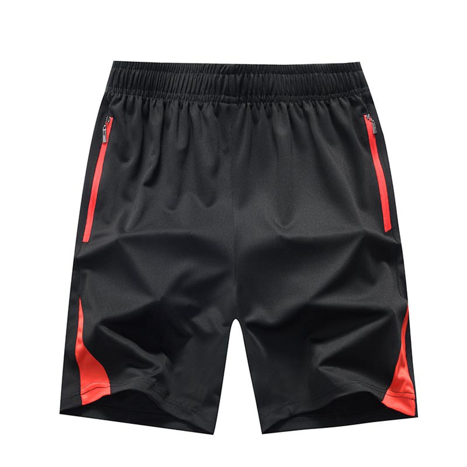 

Men s Gym Shorts Quick Dry Lightweight Training Running Jogger Zipper Pockets XXL червоний
