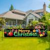 Merry Xmas Merry Christmas Decorative Banner, Outdoor Garden Fence Holiday Party Decor