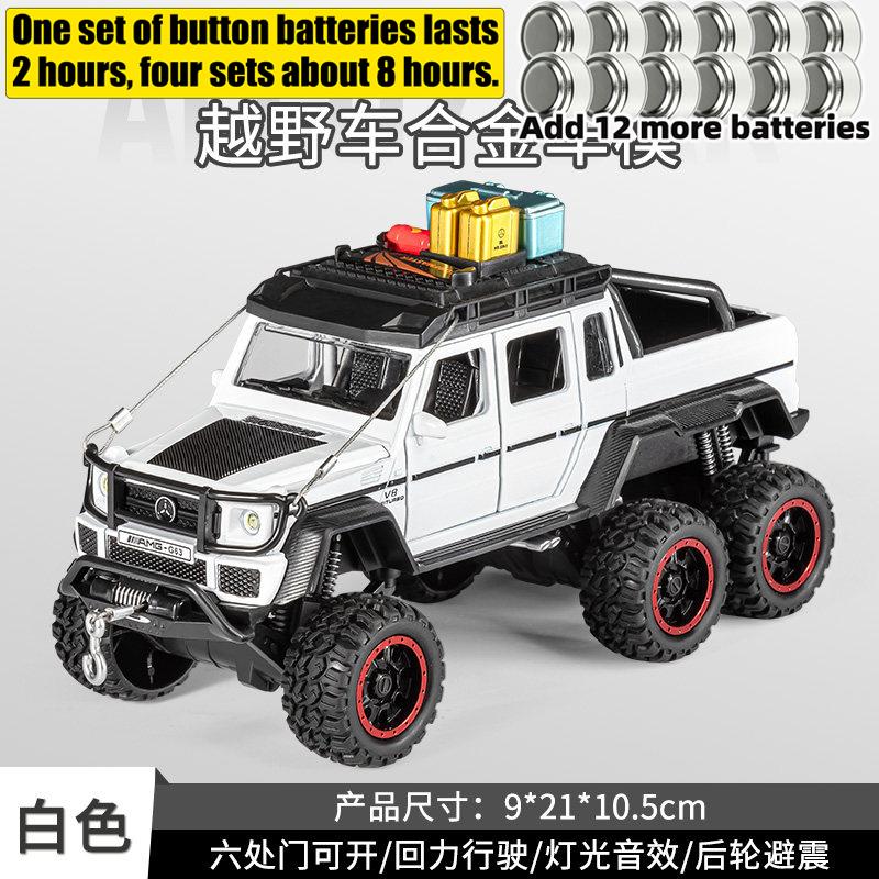 1:28 Mercedes Benz G63 AMG 6×6 Off Road Pickup Truck Alloy Metal Diecast Model Car Sound And Light Pull Back Children's Toy Gift