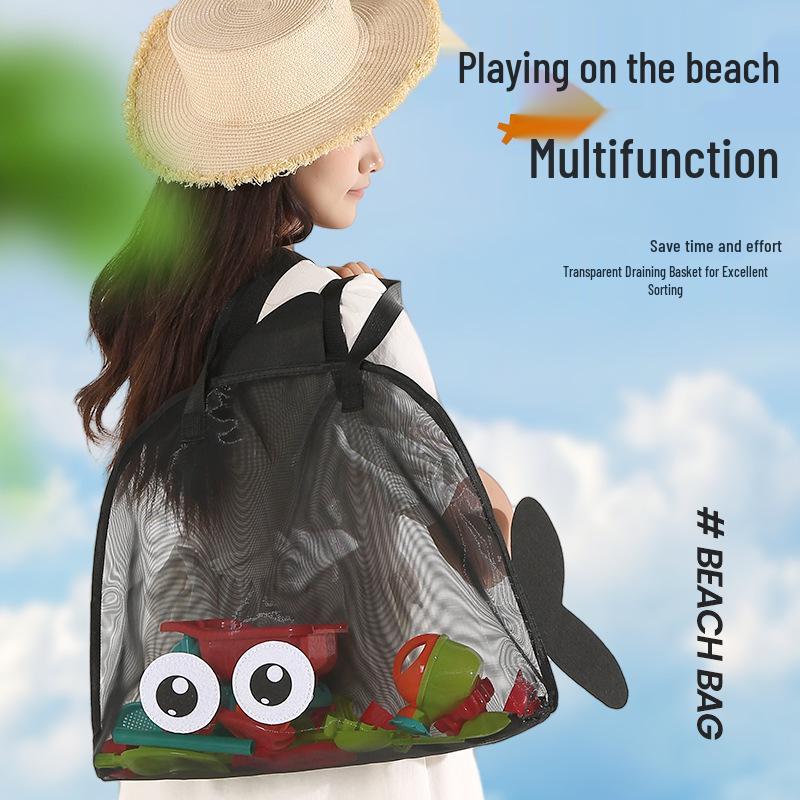 Children's Large Capacity Beach Toy Mesh Bag with Cartoon Design