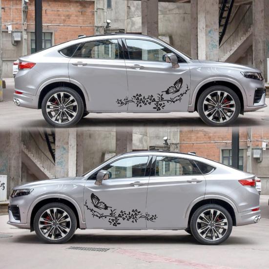 2Pcs Decorative Sticker Funny Pattern Good Visual Effect Waterproof Butterfly Flower Car Body Decal for ATV