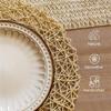 ABWR-12Pcs Paper Braided Round Placemats Non-Slip Heat Table Mats For Dining Tables Indoor & Outdoor Place Mats