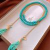Hanging Neck Bohemian Waist Chain Rice Beads Sweater Chain Portable Long Turquoise Necklace  Girls