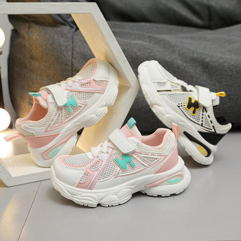 

New Children s Mesh Student Breathable Sports Shoes Boys and Girls Solid Soft Bottom Running Shoes 26 size 17cm рожевий