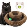 Cats Accordion Scratch Toy Foldable Interactive Cat Scratch Board with Bell Ball Portable Changeable Cat Scratcher for Indoor Cat Anxiety Relief