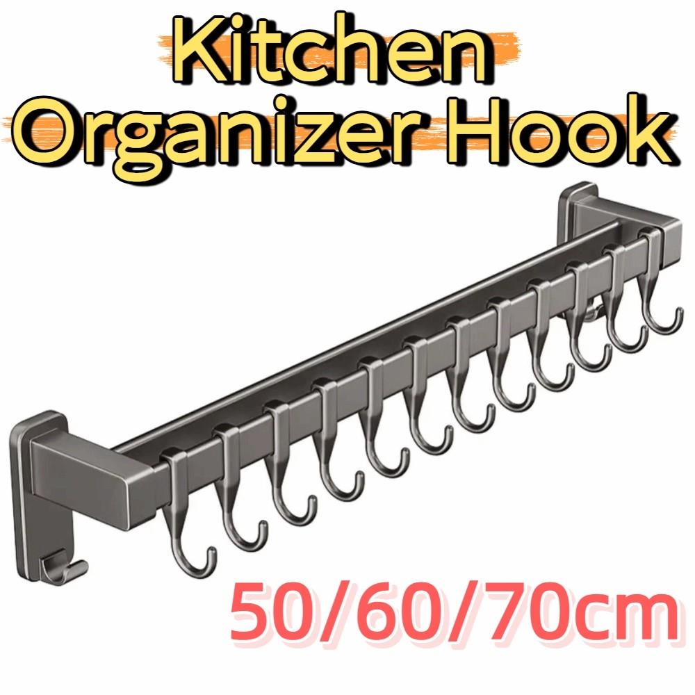 Double Pole Kitchen Organizer Hook Wall Mounted Spatula Storage Rack Tool Organization