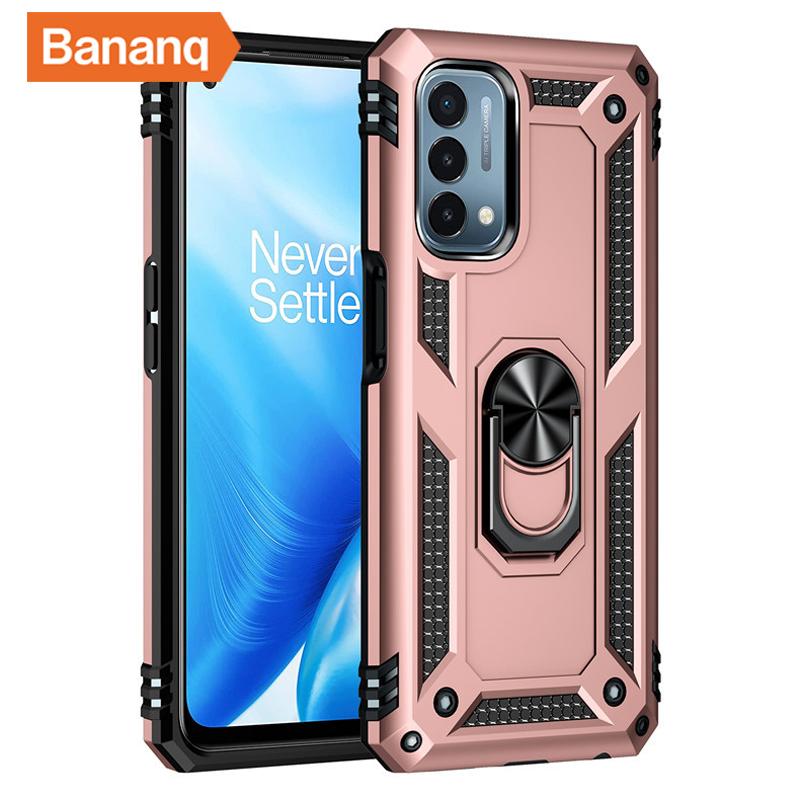 Peaktop Stoßfestes Armor Metallringständer Cover für One Plus 9 7 Pro Magnetische Autohalterung Handyhülle für One Plus Nord N200 5G