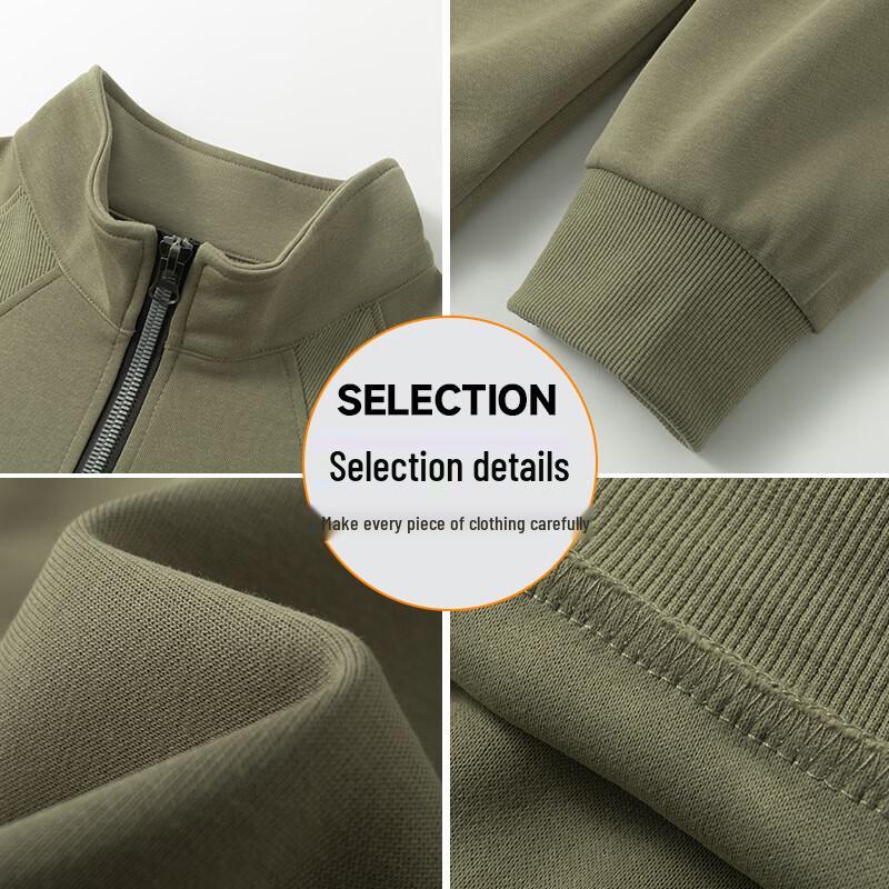 JEEP SPIRIT Men's American Style Half-Zip Stand Collar Pullover