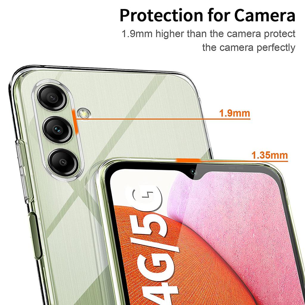 Clear TPU Case for Samsung Galaxy A14 5G/A14 4G Soft Phone Cover+3Pcs 2.5D Arc Edge Tempered Glass Screen Film