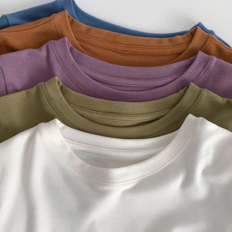 Dámské tričko s dlouhým rukávem a kulatým výstřihem v bonbónových barvách s fleecovou podšívkou - Měkké a hřejivé na podzim/zimu