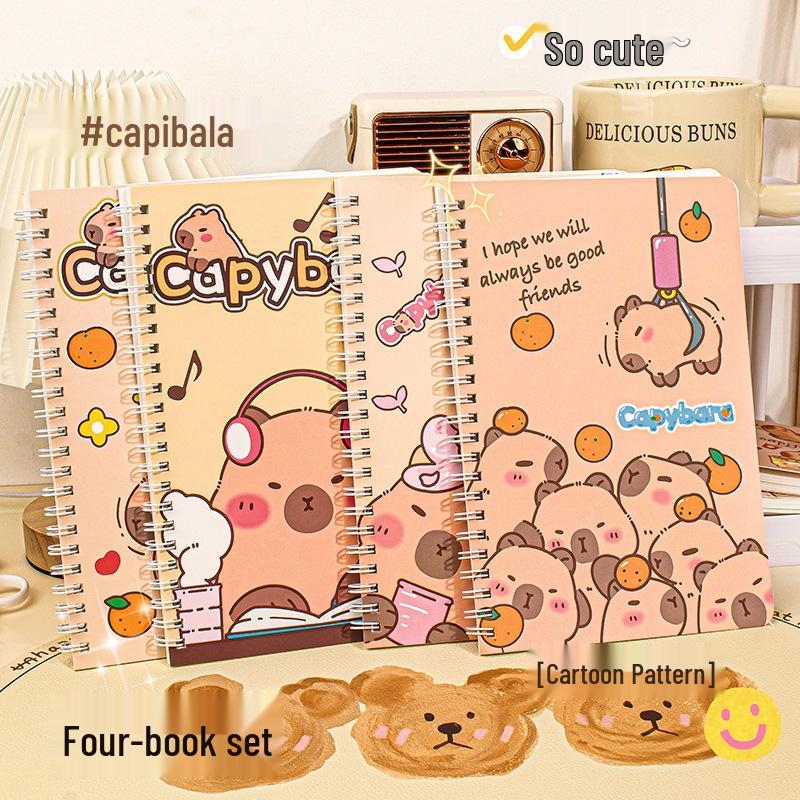 Capybara Cartoon A5 Waterproof Lined Notebook - Thickened & Cute Diary
