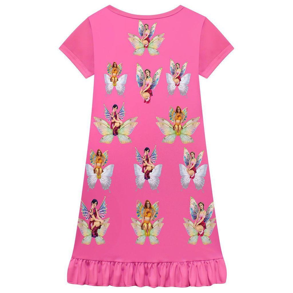 82975 Kid Girls KATSEYE Print Short Sleeves Round Neck Dress