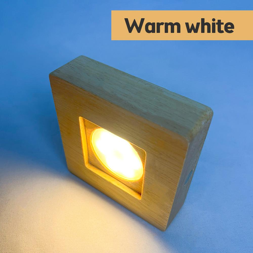 Wooden LED Light LED Colorful Wood Lamp Base Dispaly Base Crystal Glass Resin Art Ornament Wooden Night Lamp Base DIY Home Decor