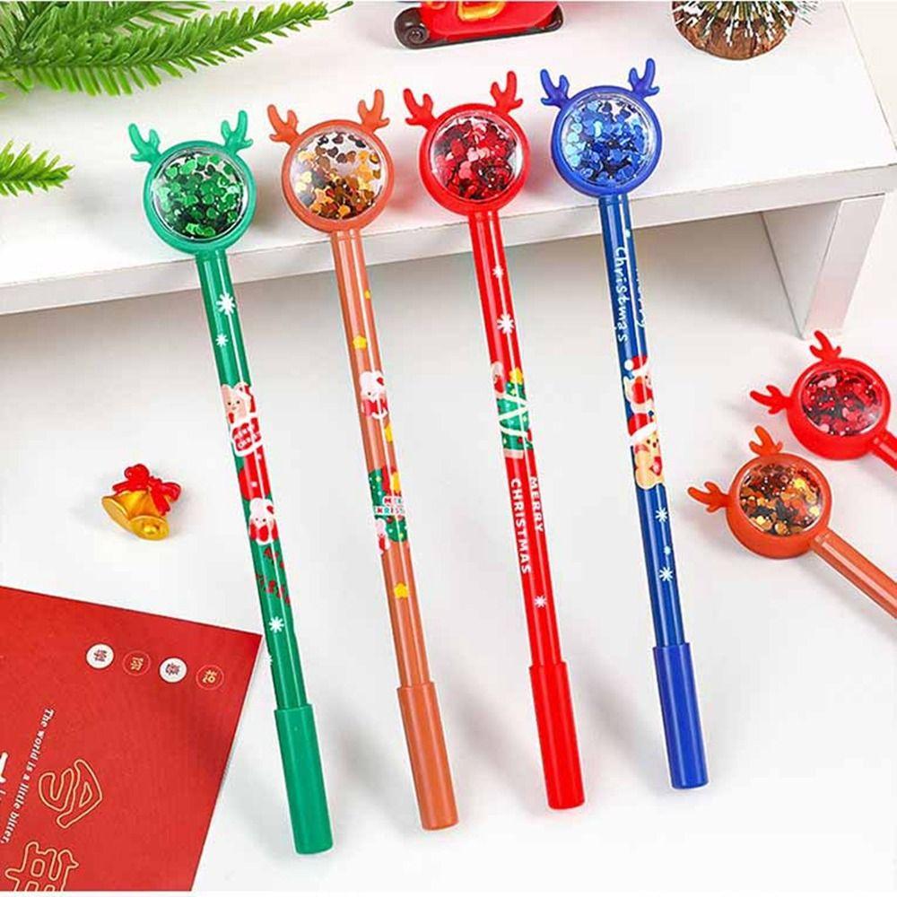 Cartoon Ballpoint 0.5mm Christmas Gel Pens Christmas Stationary Supplies Signing Pen Pressable Pens