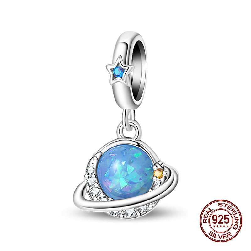 100% Copper Glowing Planet Zircon Flower Fairy Four Leaf Clover Charms Bead Fit Original Bracelets Diy Jewelry Gift