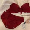 Women's Red Rabbit Year Lucky Sexy Wireless Bridal Bra Set - Gathered Bust