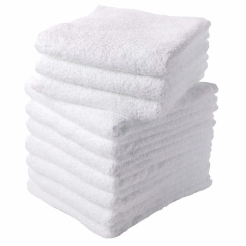 Senshu Towel Face Towels, Medium Weight (320 Momme), Made in Japan, 100% Cotton, Absorbent, Commercial Use, Set of 10, White