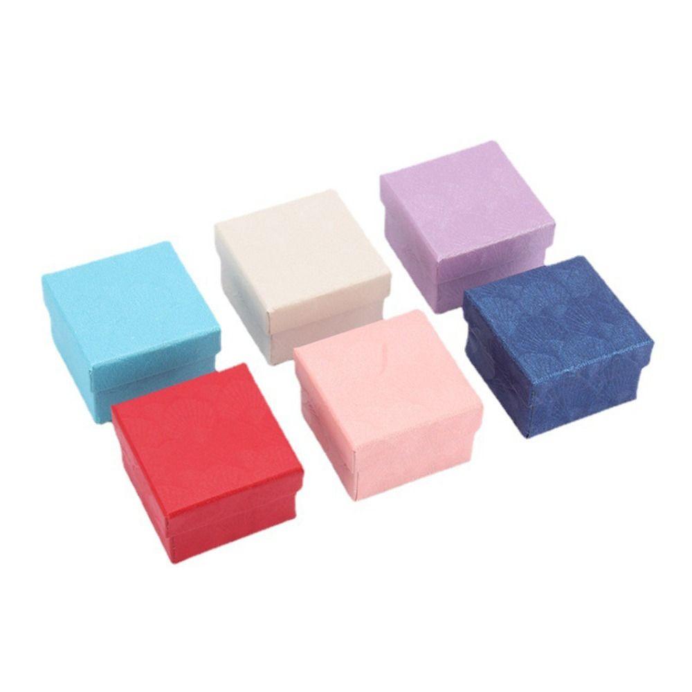 6Pcs Sponge Case Jewelry Gift Box Paper Jewelry Display Box High Quality Ring Box Wedding Favors