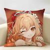 Yoimiya Genshin Impact Cushion Cover Natural Linen Organic Fabric DoubleSided Printing Room Sofa Decor Pillow Case