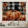 2 Stück schwarz-weiß karierter Hintergrund Halloween Kürbis schwarze Katze digital bedruckte Vorhänge mit Landschaftshintergrund und Stange
