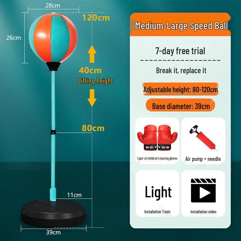 Set de Box Viteză Multifuncțional pentru Copii: Sac de box vertical, Tumbler gonflabil și Mănuși.