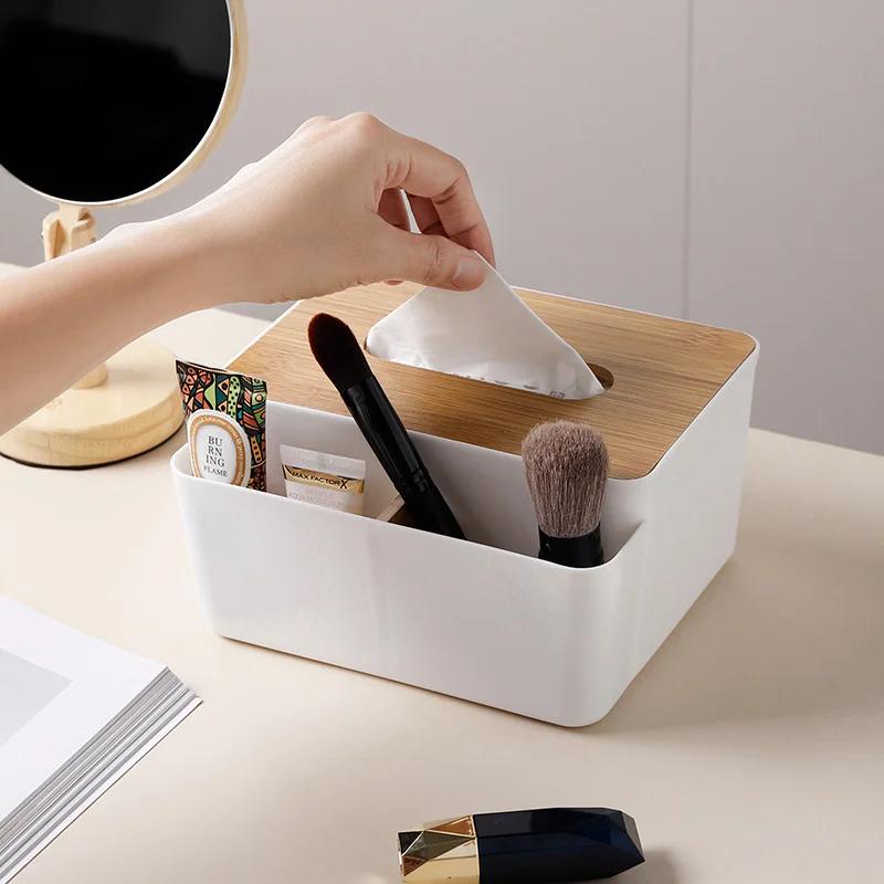 Tissue Box Holder Bamboo Cover Toilet Paper Box Napkin Holder Case Tissue Paper Dispenser Paper Towel Storage Box Tissue Boxes