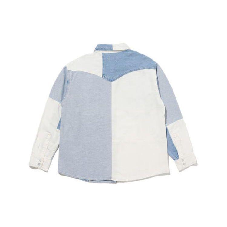 Levis Loose Fit Color Block Pointed Collar Single Breasted Long Sleeve Shirt Women Shirts Light-Indigo A5974-0001
