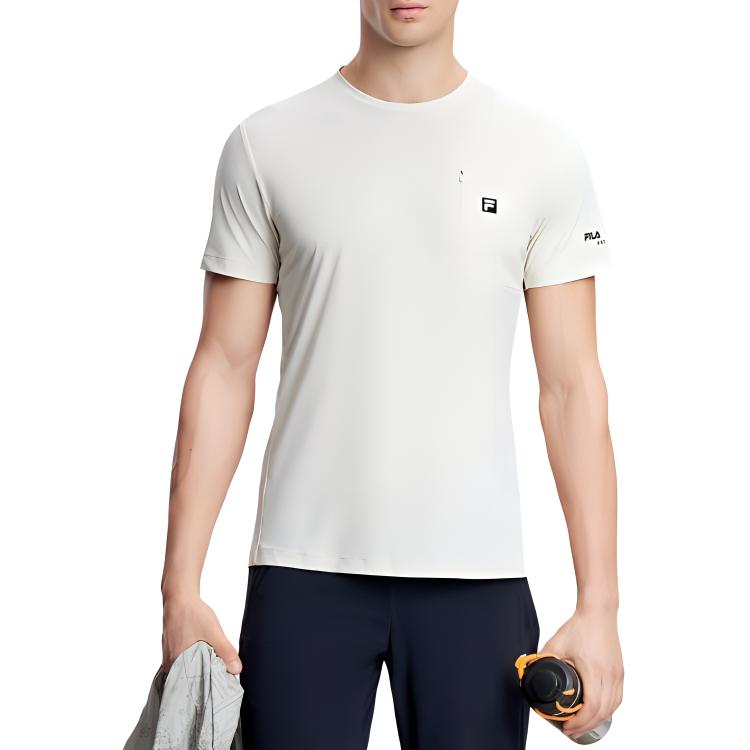 FILA Outdoor Lightweight Round Neck Short Sleeve T-Shirt Men Tops Light-Pink Gray A11M337103FIV