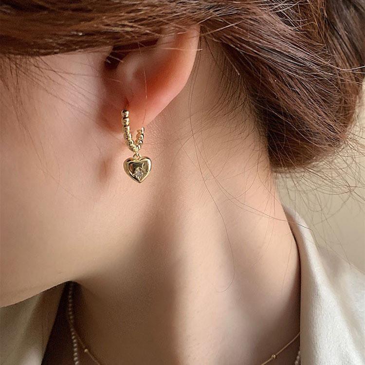 Stylish Gold Alloy Heart Hoop Earrings Modern Circular Design For Women