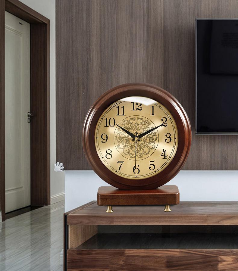 Silent mantel clock, living room table clock, decorative desk clock, household ornament, retro quartz clock