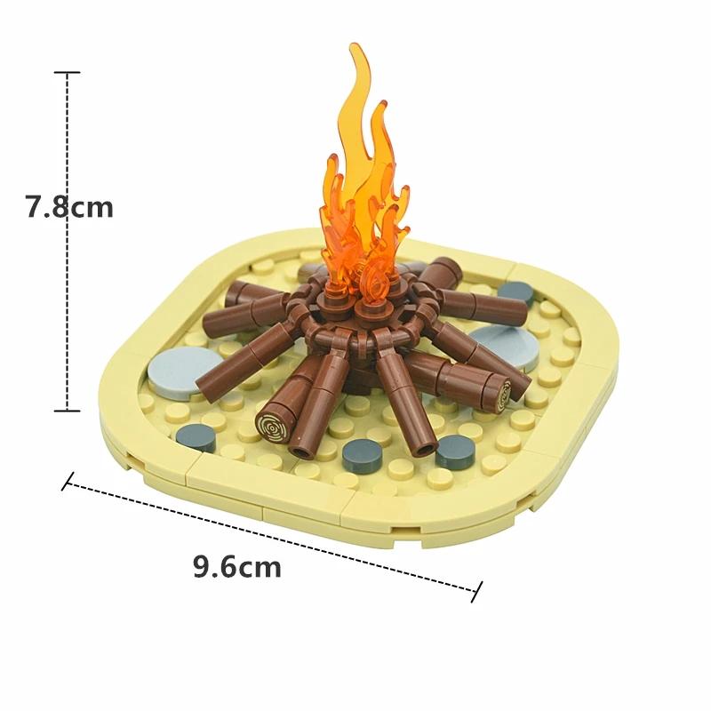 MOC Bonfire Bricks Accessories 37762 37775 Wave Candle Holder Flame Candlestick Model Educational Fire Toy Building Blocks Kids