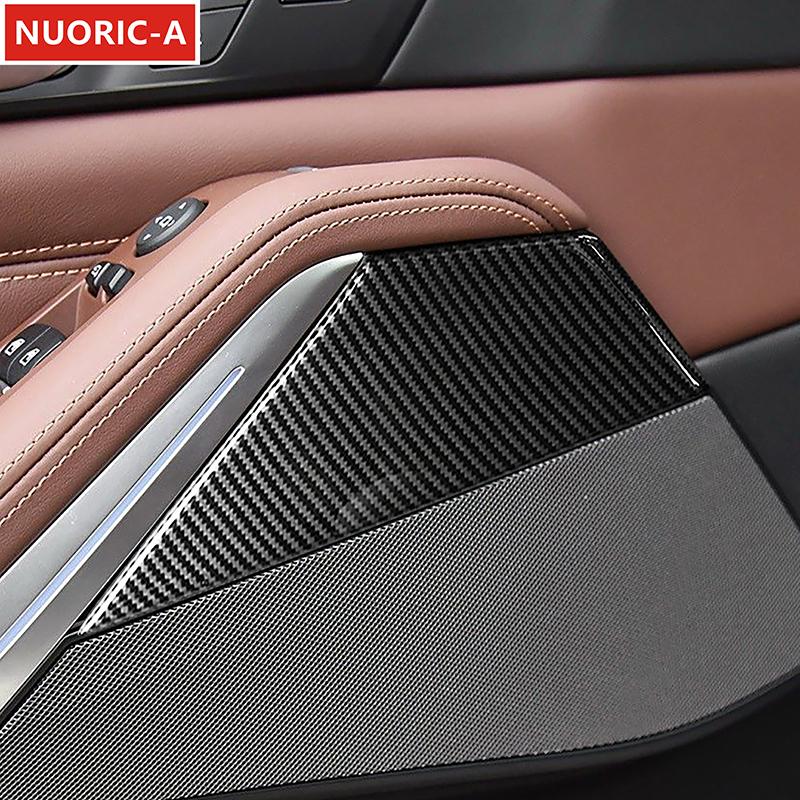 Car Styling Door Armrest Decals Decoration Cover Trim For BMW X5 G05 -2024 Carbon Fiber Color Interior Accessories