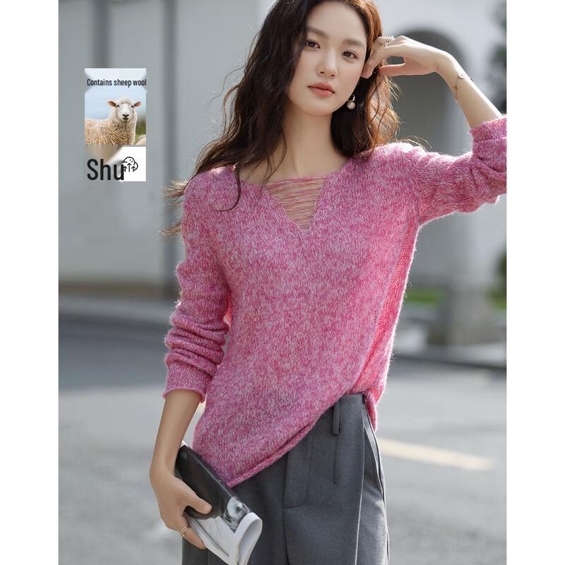 

Demana Women s Lamb Wool Blend Round Neck Melange Knit Sweater XL