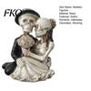 Creative Gothic Collectibles Skeleton Couple Figurine, Spooky Resin Halloween Skull Lover Statue, Day of Secret Room Atmosphere Ornaments The