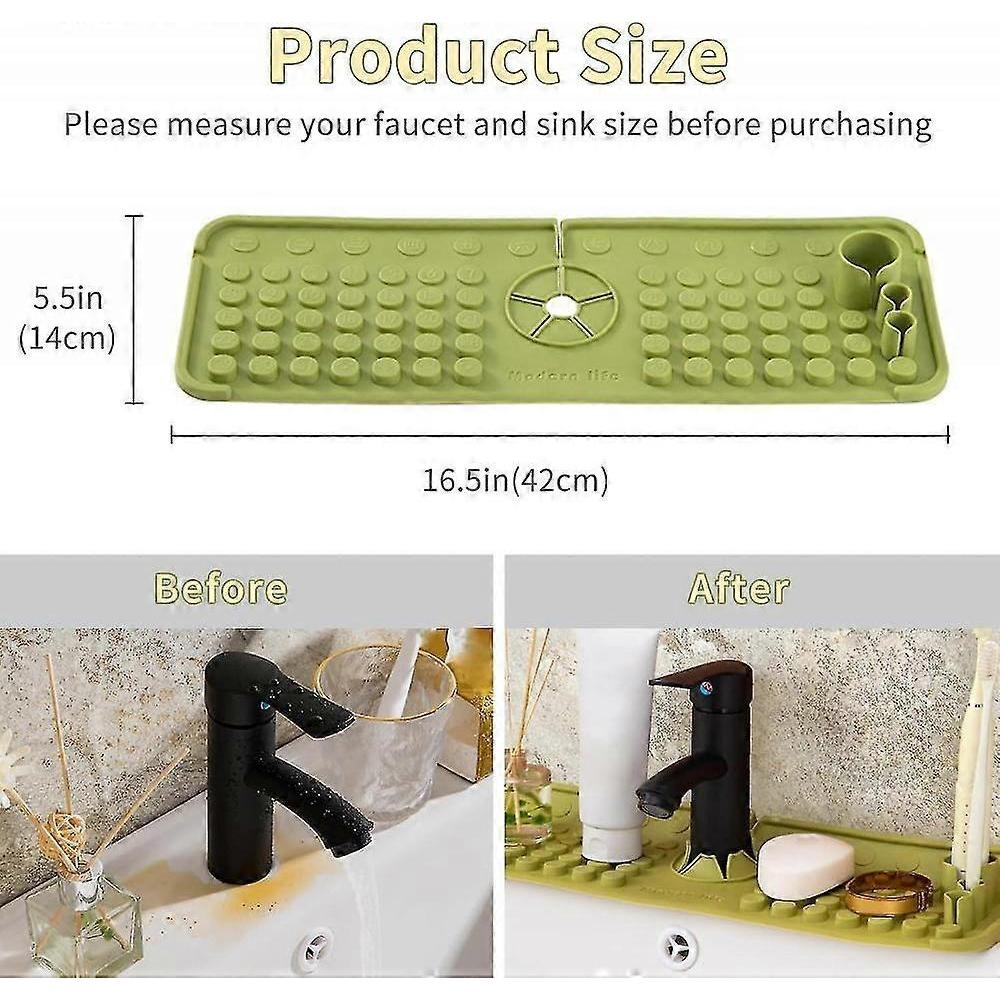 Kitchen Sink Splash Guard With Toothbrush Holders, Silicone Sink Draining Mat Behind Faucet, For Kitchen Bathroom Sink Protectors Accessories 2pcs