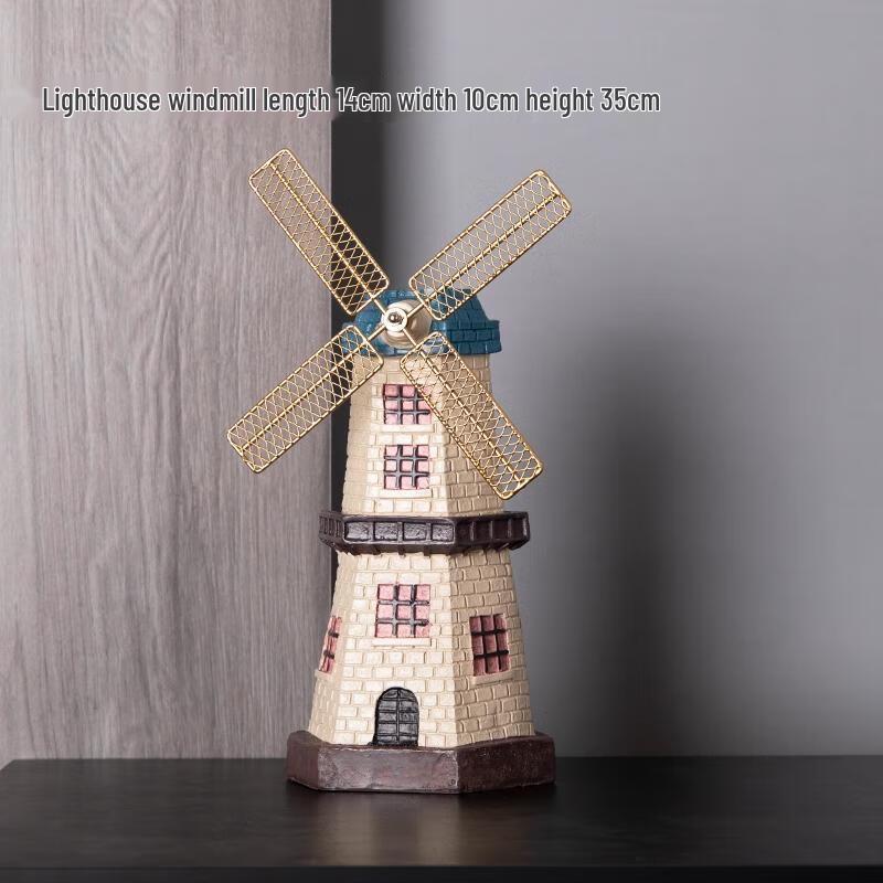 HANDUNYOU Retro Lighthouse Windmill Ornament