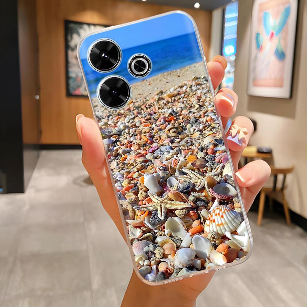 For Poco M6 4G Case for Xiaomi PocoM6 4G Cute Printed Silicone Clear Phone Cover For Poco M 6 Cases Flowers Para Fundas Coque