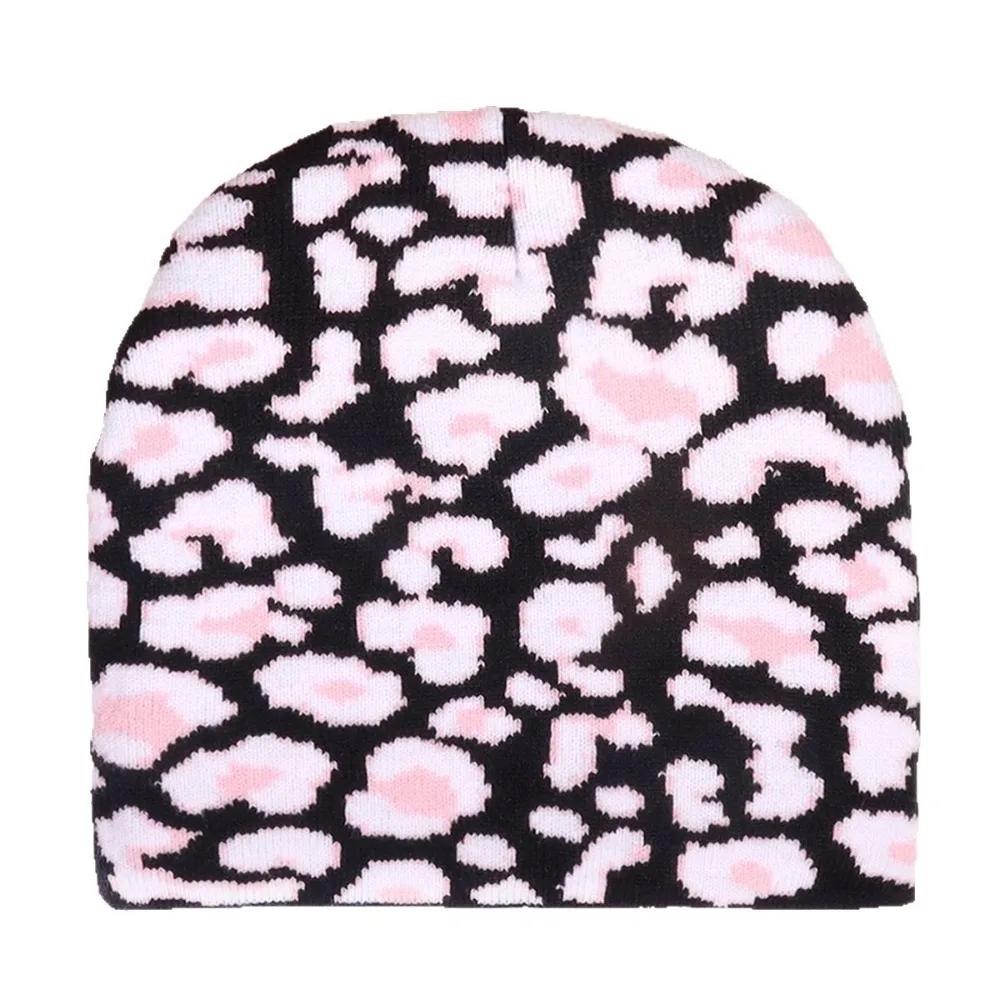 Winter Beanie  Warm Fashionable Leopard Print Style Knitted Hatversatile  Cold Hat Retro Pullover Hat