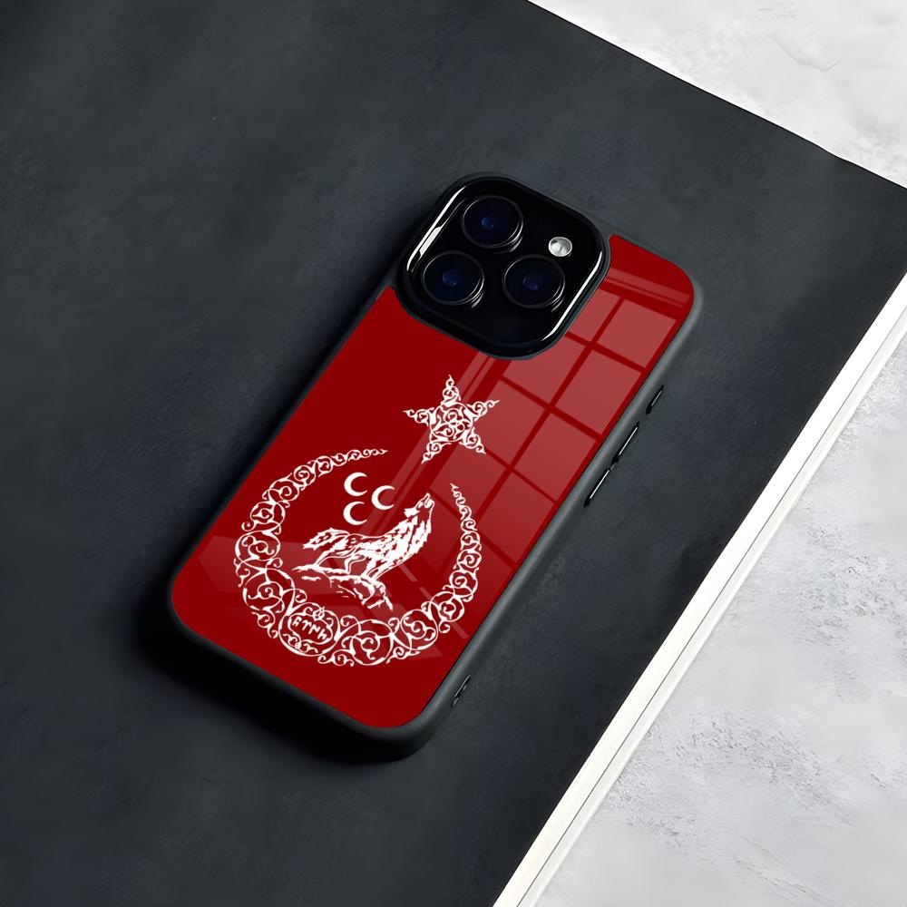 

Turk Wolf Turkey Flag Phone Case For IPhone 17 Pro Max 16 15 14 13 11 Pro Max Plus Glass Phone Case iPhone 16