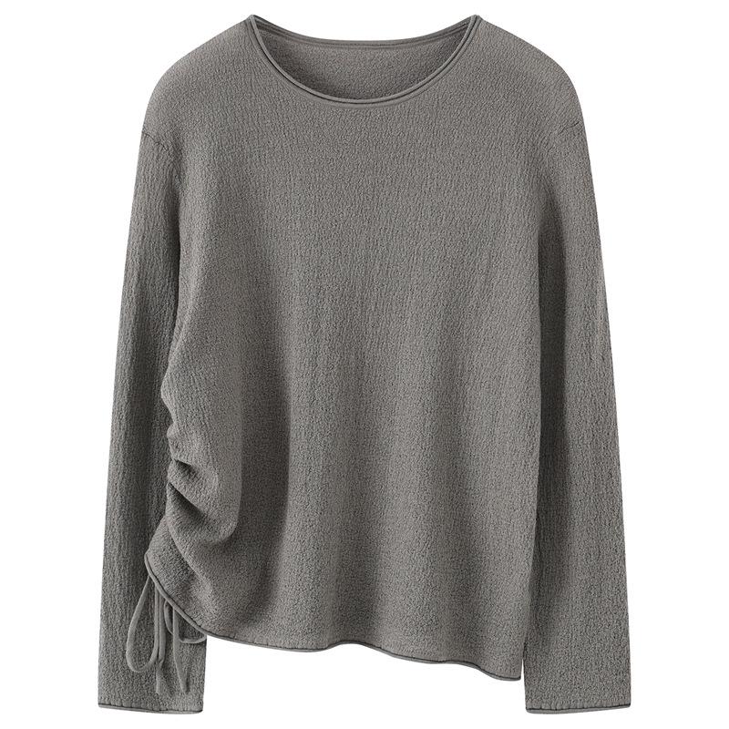 2026 Spring/Summer Women's Knit Sweater with Drawstring Detail - Versatile and Stylish Top