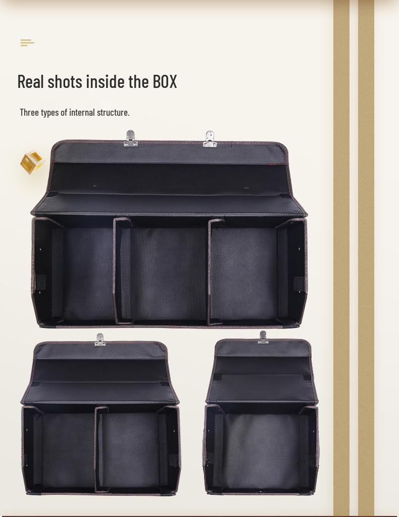 Leather Car Trunk Storage Box with Logo - Multifunctional Folding Organizer