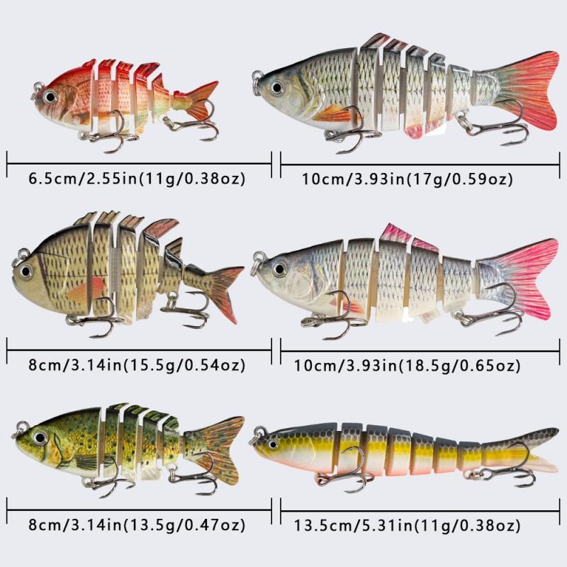 6-Piece Set Bionic Multi-Jointed Swimming Lure Hard Bait Freshwater Saltwater Fishing Bass Pike