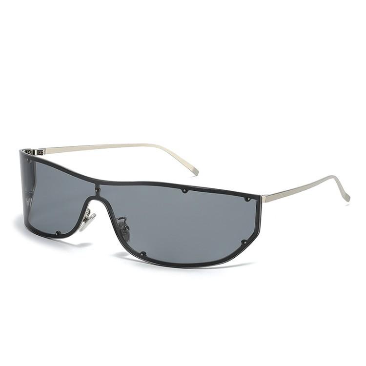Song Yanfei large frame curved one-piece sunglasses female old money wind street shot YK Spice Girl anti-ultraviolet sunglasses