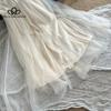 Süßes Maxikleid mit Spaghettiträgern und Schleife im französischen Stil aus Tüll für den Sommerurlaub – schickes ärmelloses Kleid für Damen