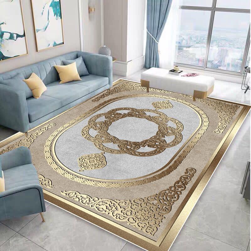 Golden Luxury Style Carpets for Living Room Decoration Home Sofa Area Rugs for Bedroom Cloakroom Anti-slip Floor Mats Washable