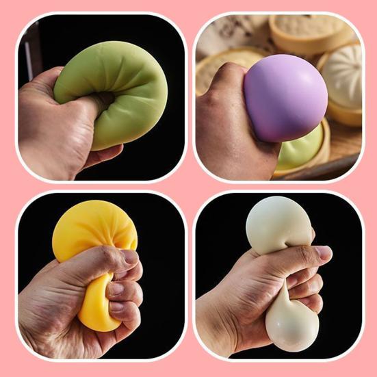 Fake Steamed Bun Toy Realistic Prop Soft TPR Stress Relief Squeeze Ball for Prank Anxiety Relief Fidget Toy