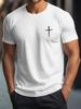 Men's Summer 100% Cotton Fashionable Casual Loose Large Size Faith Cross Printed Round Neck Short Sleeve T-shirt Top