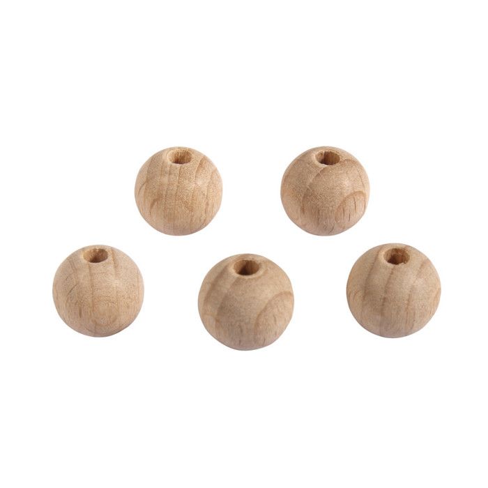 Perle en bois ø 15 mm Boule percée ø 4 mm 15 pièces