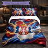 Serbia Pattern 3 Pieces Bedding Set Soft Microfiber Duvet Cover with Pillow Cases for Bedroom
